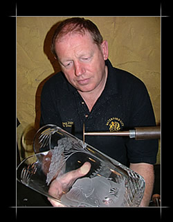 Sean Egan at work with a copper wheel